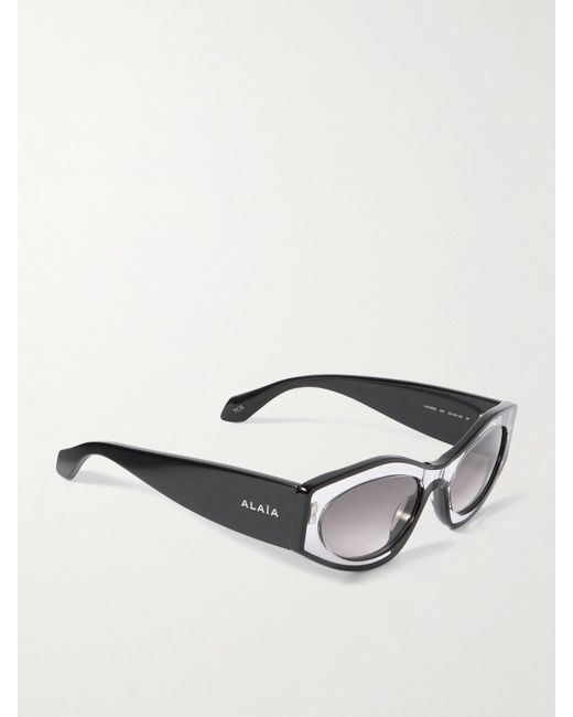 Alaïa Gray Two-Tone Cat-Eye Acetate Sunglasses
