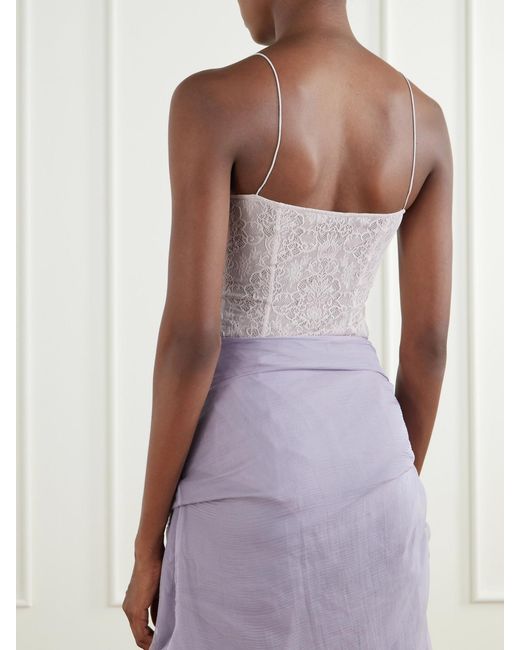 PAULINE DUJANCOURT Pink Liqaa Lace Bodysuit