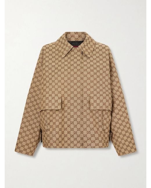 Gucci Natural Coated-Canvas Bomber Jacket
