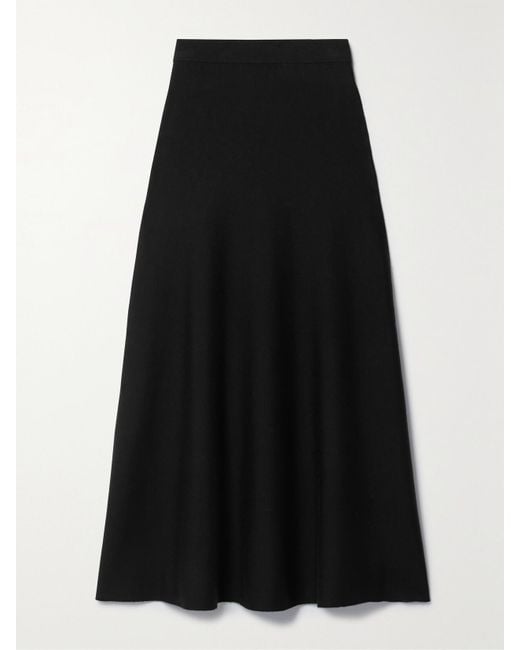Gabriela Hearst Black Freddie Wool, Cashmere And Silk-Blend Midi Skirt