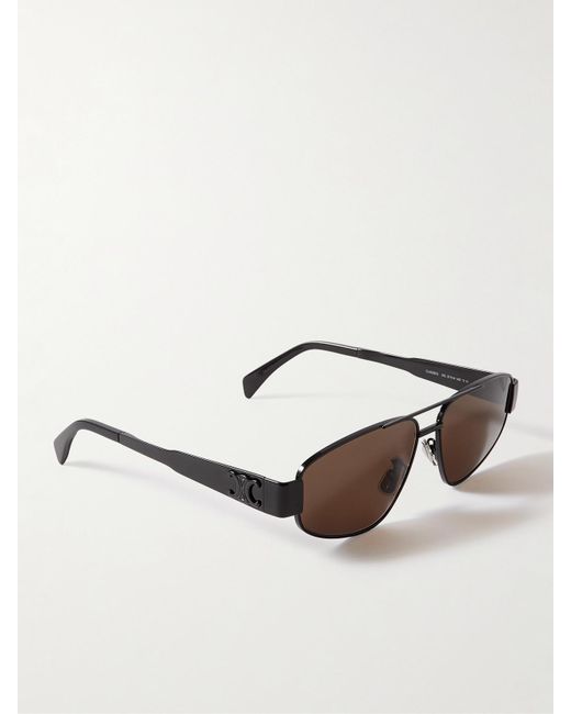 Céline Black Triomphe Aviator-Style Metal And Acetate Sunglasses