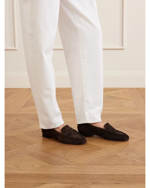 Aeyde Brown Aldous Suede Penny Loafers
