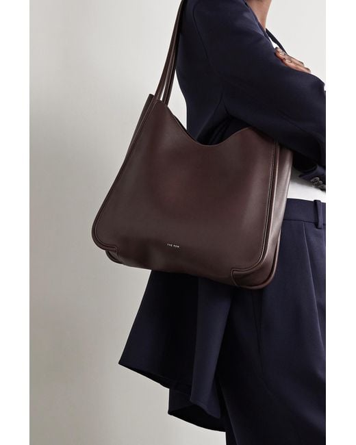 The Row Symmetric Leather Tote in Brown | Lyst