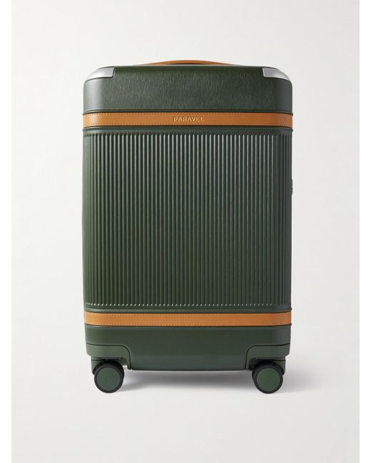 Paravel Green Aviator Carry-On Plus Vegan Leather-Trimmed Recycled Hardshell Suitcase