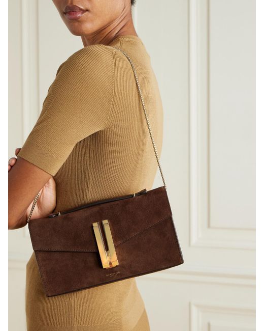 DeMellier London Brown The Vancouver Clutch Aus Veloursleder