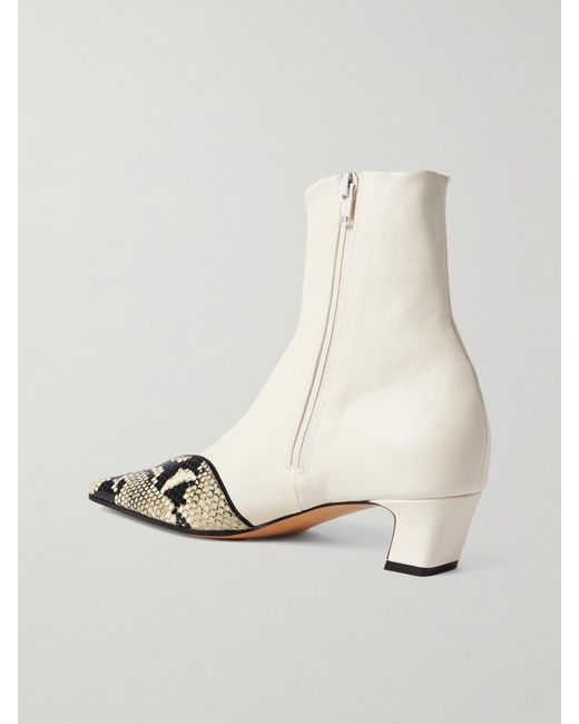 Khaite Natural Nevada Snake-Effect Leather Ankle Boots