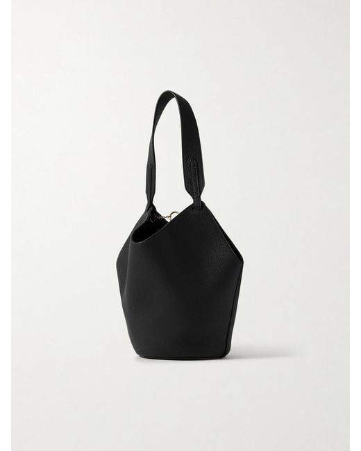 Khaite Black Lotus Mini Textured-Leather Tote