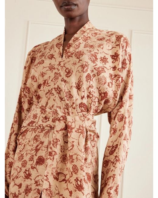 Loro Piana White Laura Floral-Print Silk Midi Dress