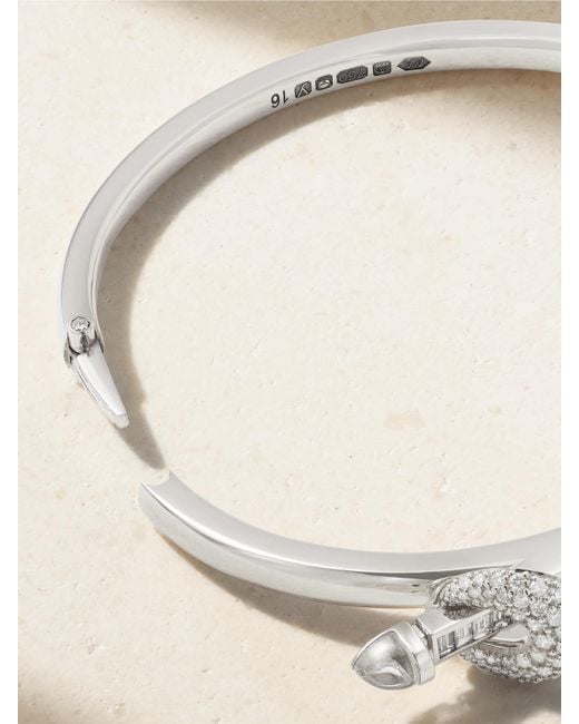 Bracelet Jonc En Or Blanc 18 Carats (750/1000) Diamants Et Quartz Chakra Icon ANANYA en coloris Natural