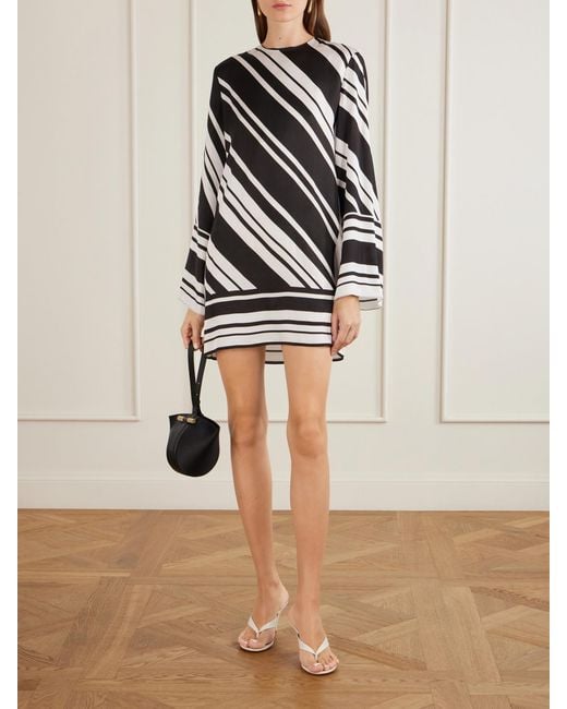 Brandon Maxwell Black The Leni Striped Twill Mini Dress