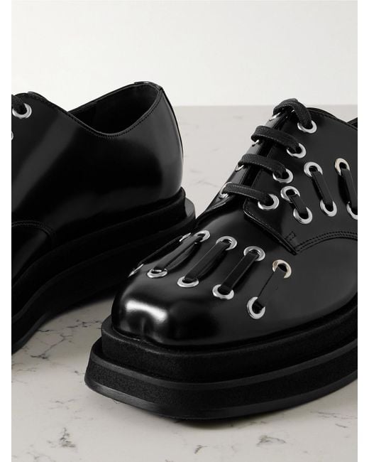 Simone Rocha Black Plateau-Brogues Aus Leder Mit Verzierungen