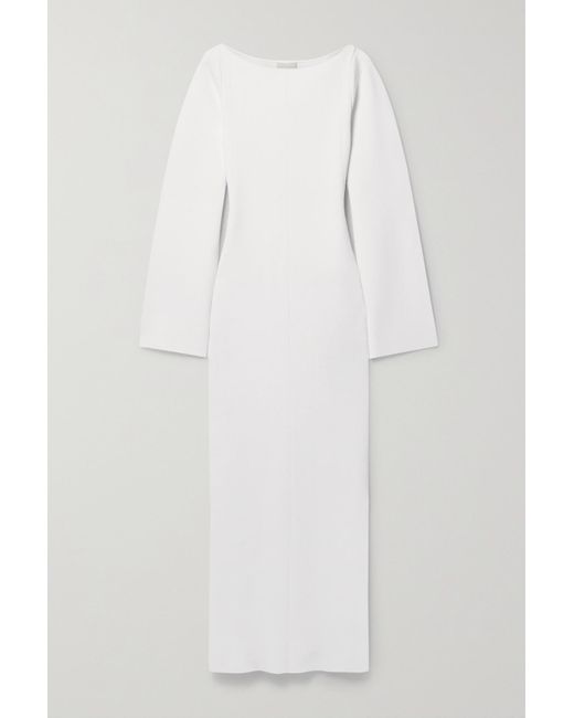 Khaite Alta Ribbed-knit Maxi Dress in White | Lyst
