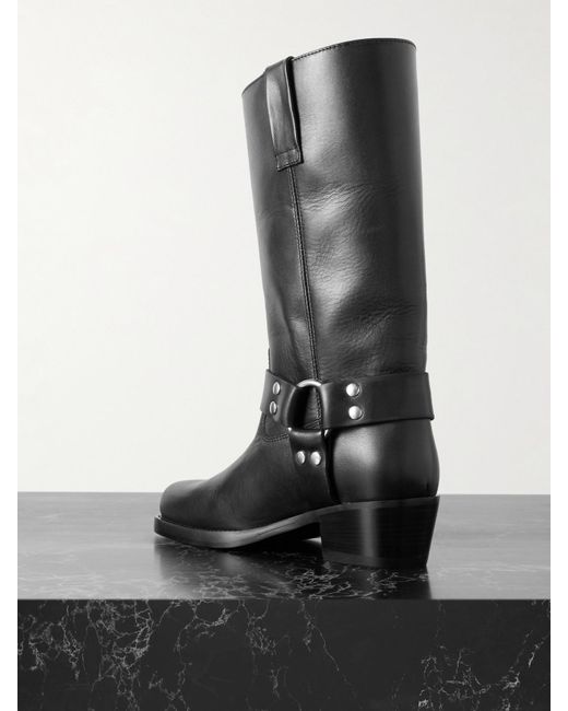 Paris Texas Black Roxy Kniehohe Stiefel Aus Leder Mit Verzierungen