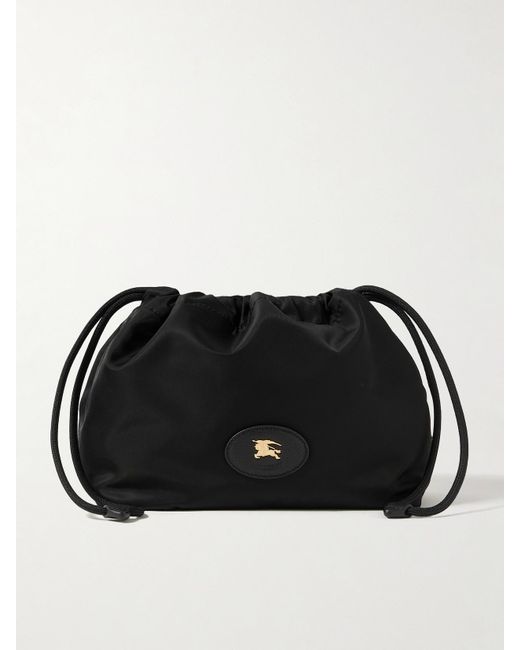 Burberry Black Reversible Leather-Trimmed Shell Pouch