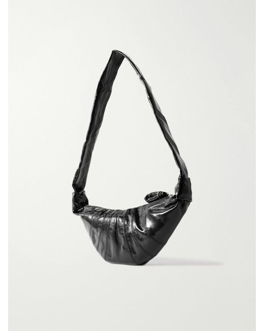 Lemaire Black Croissant Small Paneled Coated-Canvas Shoulder Bag