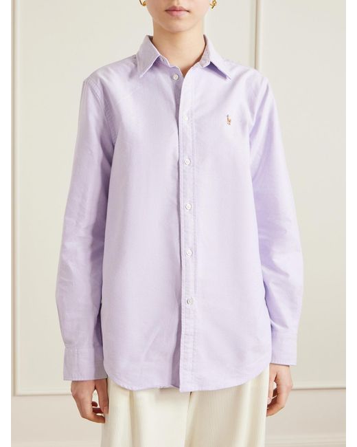 Polo Ralph Lauren Purple Embroidered Oxford Cotton Shirt
