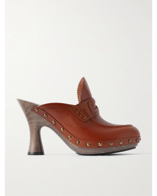 Burberry Brown Mules Aus Leder Mit Nieten