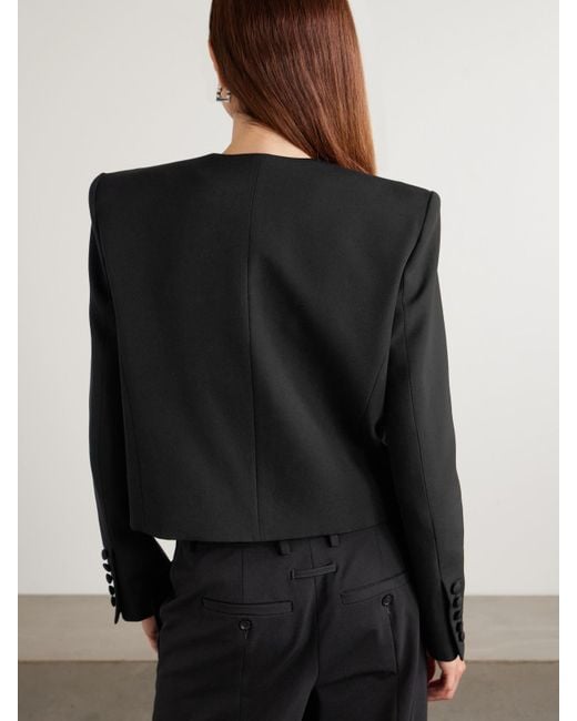 Balmain Black Spencer Jacke Aus Grain De Poudre Aus Wolle Mit Zierknöpfen