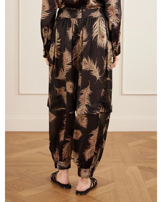 Zimmermann Black Valiant Harem Floral-Print Silk Pants