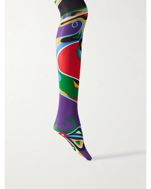 Emilio Pucci White Printed Tights
