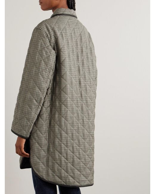 James Purdey & Sons Gray Abbot Textured Leather-Trimmed Houndstooth Quilted Wool Jacket