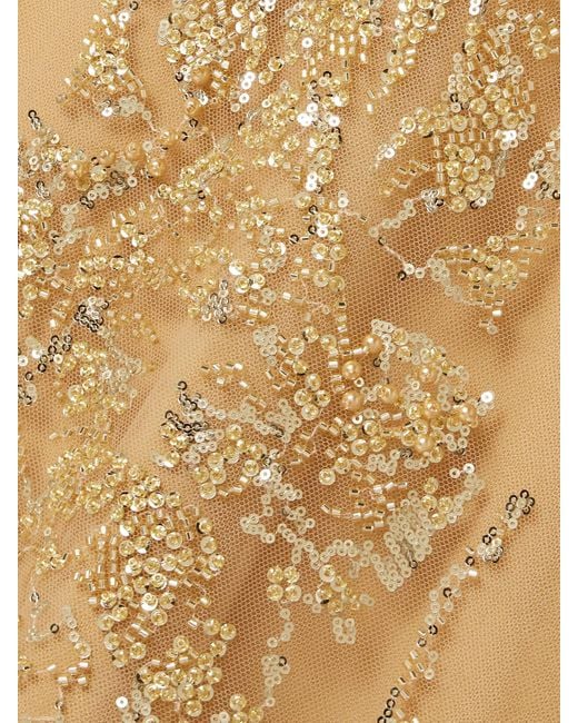 Zuhair Murad Natural Wrap-Effect Embellished Tulle Gown
