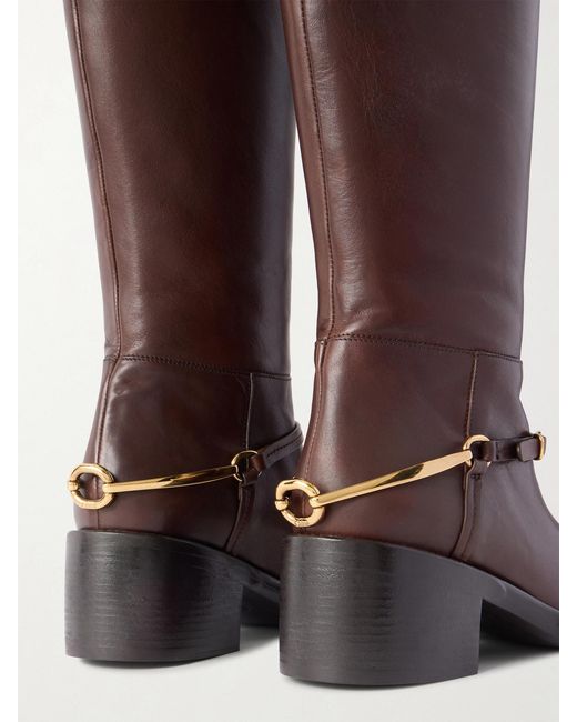 Chloé Brown Dakota Embellished Leather Knee Boots
