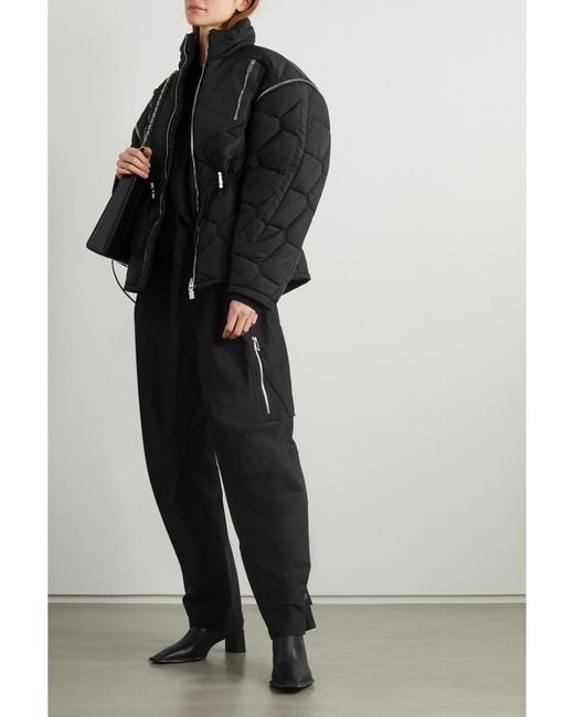 Givenchy Black Convertible Quilted Padded Shell Jacket