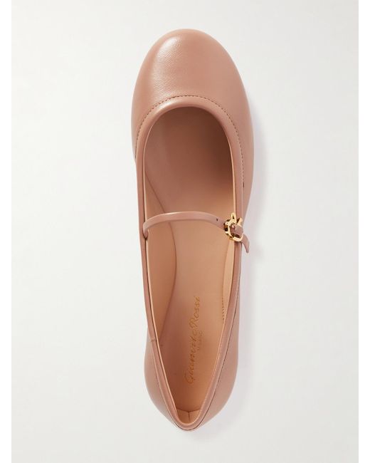 Gianvito Rossi Carla Leather Mary Jane Ballet Flats in Pink | Lyst UK