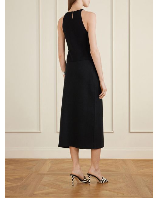 Carolina Herrera Black Cropped Ribbed-Knit Jersey Tank
