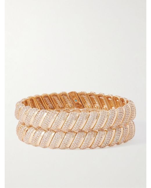 Roxanne Assoulin Natural The Palais Royale Set Of Two-Tone Crystal Bracelets