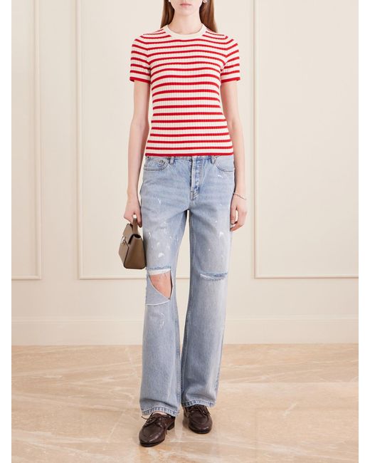 Still Here Blue Painter Distressed Mid-Rise Straight-Leg Jeans