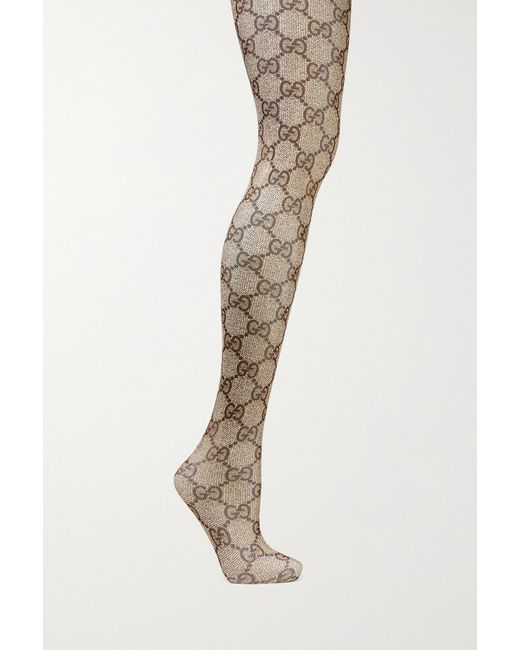 Gucci GG Knit Tights in Natural