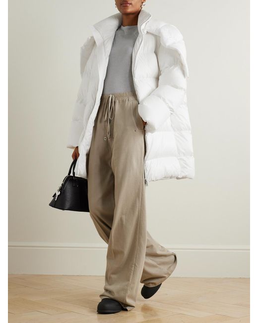 Rick Owens White Moncler Cyclopic Oversized-Daunenjacke Aus Gestepptem Shell Mit Applikation