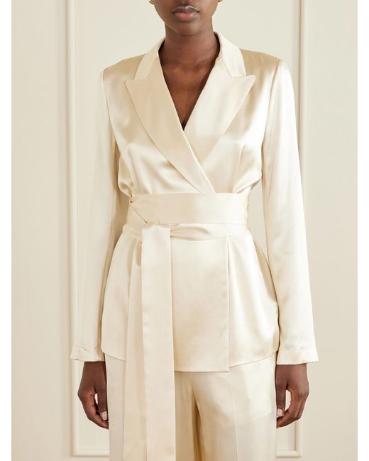 Joseph Natural Archer Belted Silk-Satin Jacket