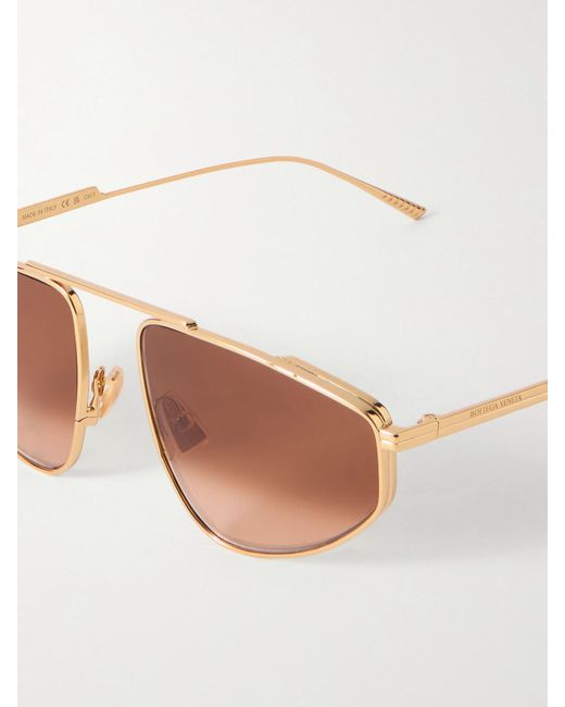 Bottega Veneta Brown Ribbon Aviator-Style-Tone Sunglasses