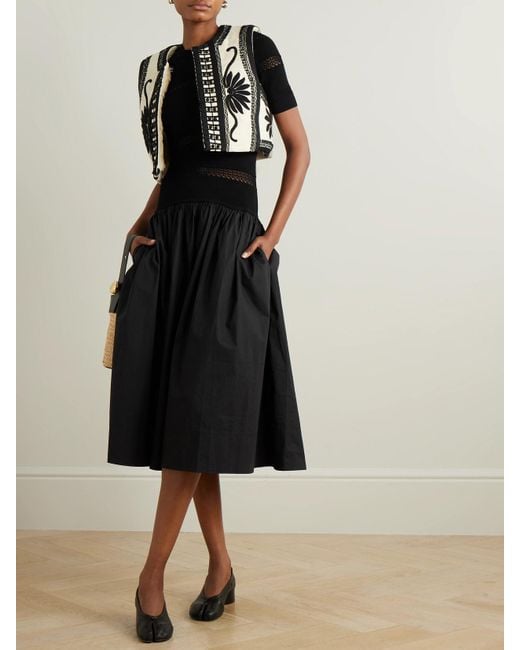 Sea Black Ambrose Verkürzte Weste Aus Baumwoll-Canvas Mit Zierperlen Und Stickereien