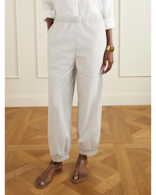 James Perse White Cotton-Blend Poplin Balloon Pants
