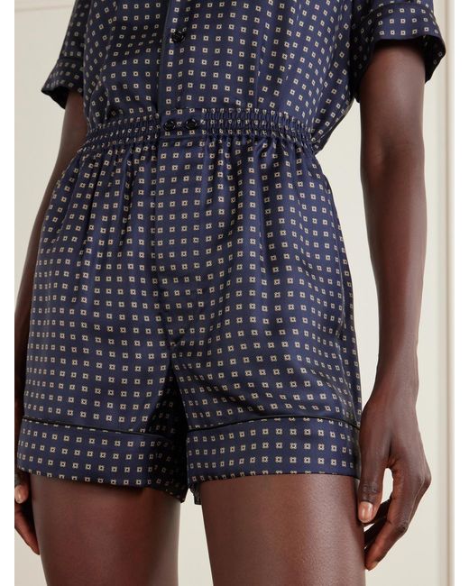 Saint Laurent Blue Printed Silk-Twill Shorts