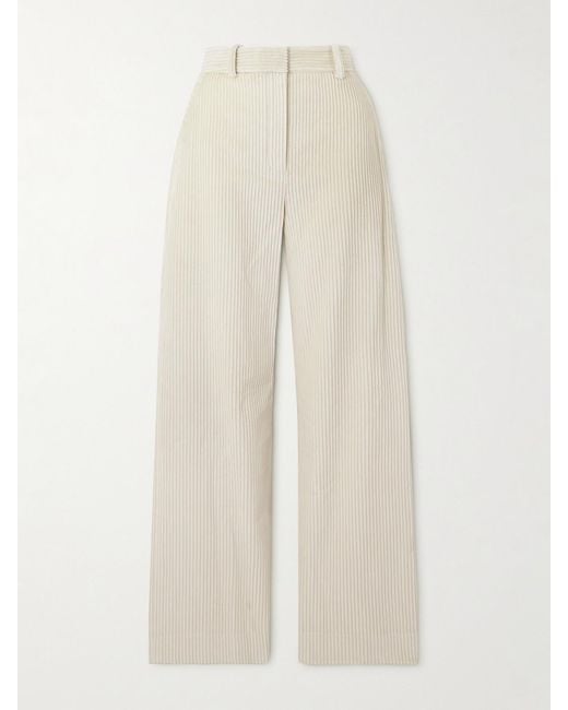 Proenza Schouler Natural Lidie Cotton-Corduroy Wide-Leg Pants