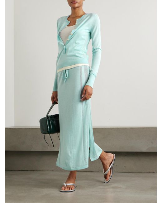 DIOTIMA Blue Barton Pointelle-Knit Cashmere Henley Sweater
