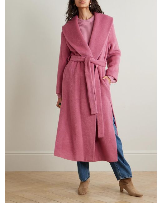 Staud Pink Dakota Belted Wool And Alpaca-Blend Coat