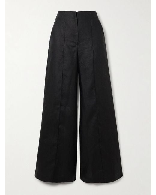 ANDRES OTALORA Black Encontrarte Linen Wide-Leg Pants