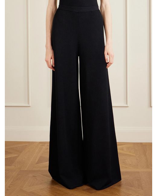 Ralph Lauren Blue Stretch-Jersey Mid-Rise Wide-Leg Pants