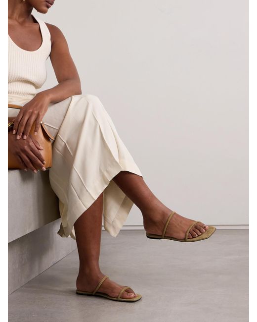 Totême  White The Minimalist Suede Sandals