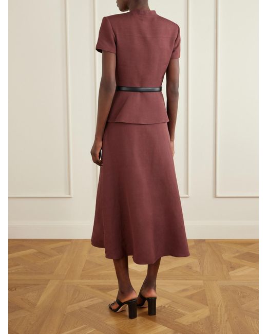 Self-Portrait Red Belted Peplum Midi Dress