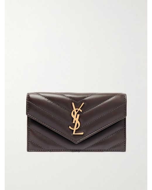 Saint Laurent Brown Cassandre Matelassé Leather Wallet