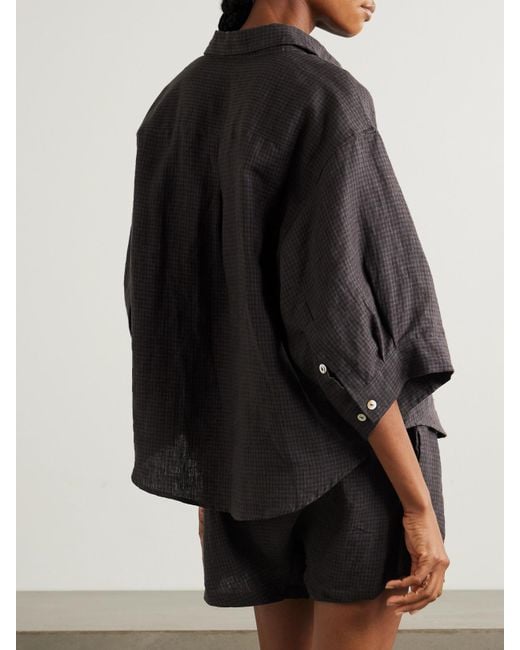 Deiji Studios Black 03 Pyjama Aus Kariertem Leinen