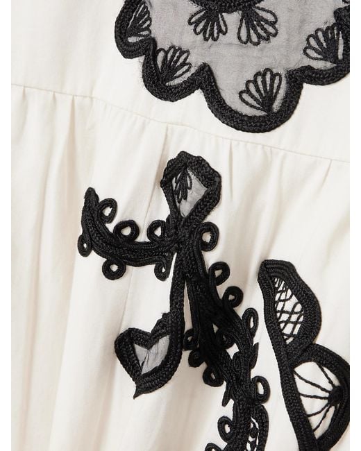 Ulla Johnson White Sonali Appliquéd Pleated Cotton-Sateen Midi Dress