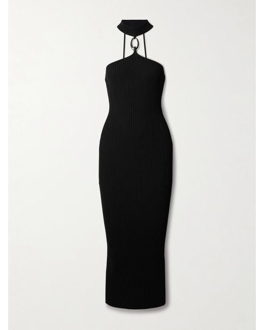 Jonathan Simkhai Black Arya Midikleid Aus Rippstrick Mit Verzierung
